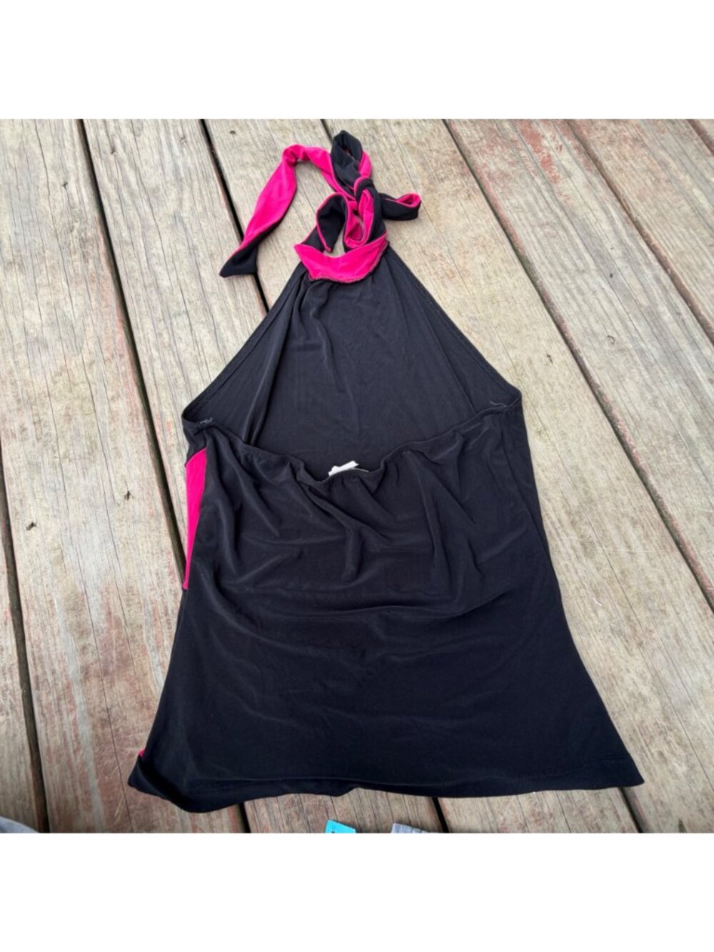 Y2K Unit USA Womens Black & Pink Halter Top Size L Made In USA - Picture 4 of 4